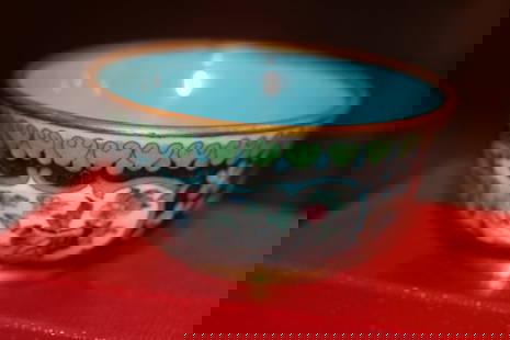 Chinese Cloisonne Bowl: please note: bruises as shown - 4" in diameter
