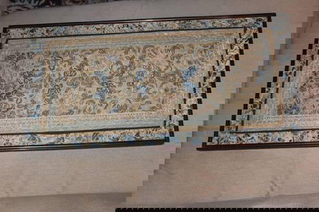 Framed Chinese Embroidery: 19th century - overall= 24 1/2" x 12 5/8"