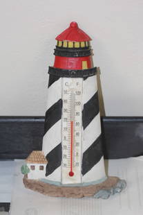 Lighthouse Thermometer Wall Hanger: 7 3/4" long