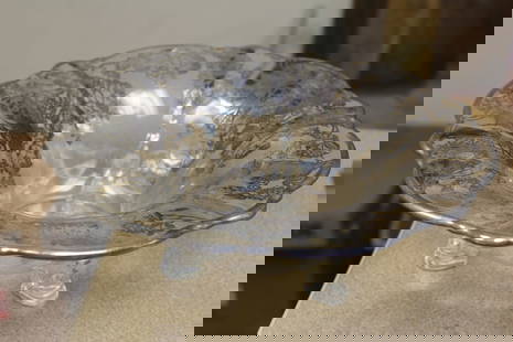 Sterling Silver Overlay Center Bowl: 11" in diameter