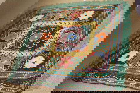 Native American(?) needle work: oriental(?)South American(?) old, 17 1/4" square