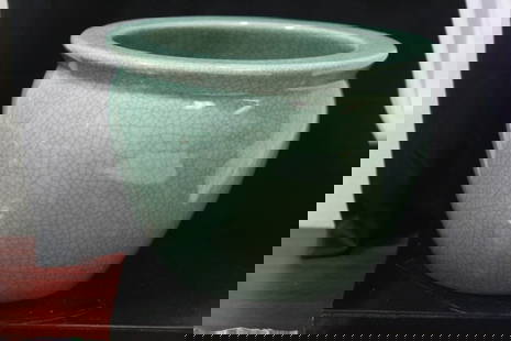 A Chinese Celadon Plant Pot: 6 1/4" tall by 8 3/8" in diameter