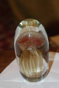 Large Jellyfish Paperweight: heavy - 6 3/8" tall - nicely done