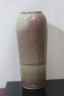 A Japanese Studio Pottery Vase: Mid century modern - signed - 11 inches tall