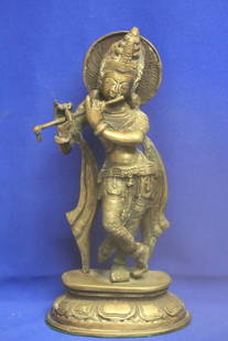 Asian Bronze Statue: 11 3/8" tall