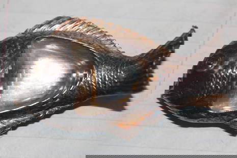 Single Signed Silver Salt Cellar in Fish Form: high grade - Chinese/Japanese/Korean - please note: minor dents as shown - 3" long