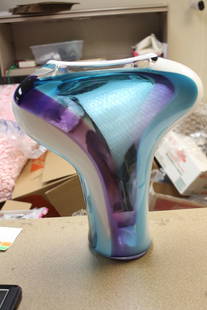 Signed Nicholson Art Glass Vase: signed and dated Nicholson 95 or Janet and Rick Nicholson - 10 5/8" wide by 12 3/4" tall