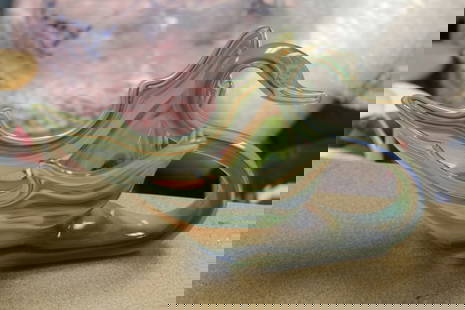 Art Glass Swan Planter: 11 1/2" across