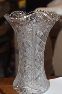 Beautiful American Brilliant Cut Glass Vase: 12 3/8" tall