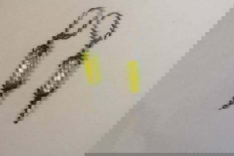 Pair of Sterling Colour Glass Earrings: as shown