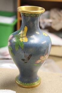 Chinese Cloisonne Vase: 8 1/4" tall
