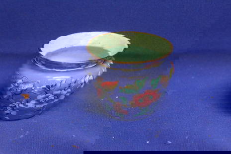 Antique chinese Enamel Planter: please note: minor losses as shown - 2 3/4" in diameter