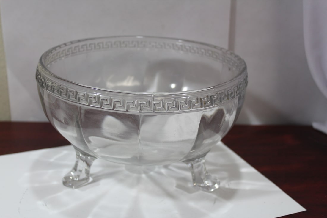 A Three-legged Glass Bowl: 8" in diameter