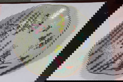 An Antique Chinese Footed Bowl/Plate: marked China - 7 1/2" in diameter - 19th to early 20th century - there appears to have a manufacturer's defect
