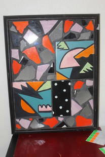 Framed Mosaic Tile Art: 1960's to 1970's - overall= 19" x 14 3/8"