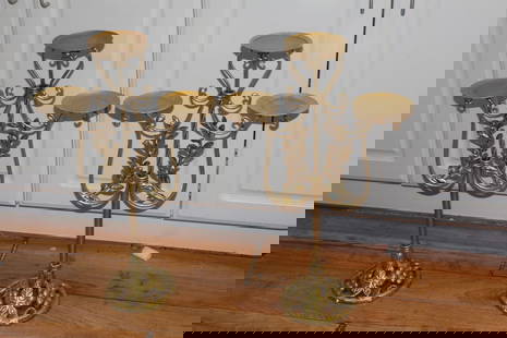 Pair of Gold Gilted Candle Holder: each measures 23 inches tall by 13 inches wide - metal=iron