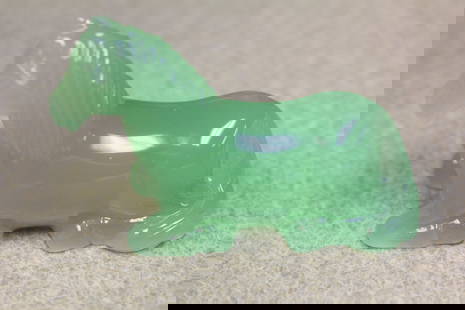 Chinese Green Glass Horse: 3 1/4" across