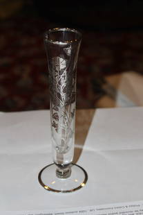 Sterling Silver Overlay Small Vase: 6 3/4" tall