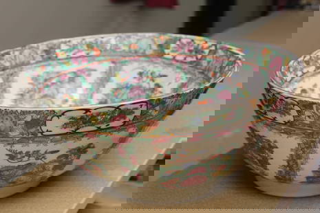 Large Rosemedallion Center Bowl: 14 1/8" in diameter and 6 3/8" tall - signed