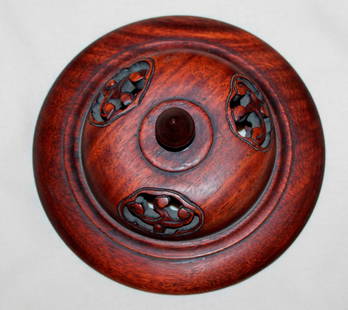 Antique Chinese Wooden Lid: Outside diameter 6 1/8". Inside diameter 3 3/8" - 19th / 20th century