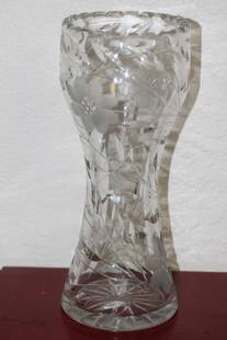 Cut Glass Vase: 10" tall