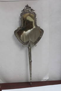 A Dutch Silver Ornate Mirror: most likely sterling silver - 14 5/8" long