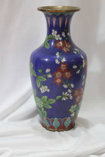 A Chinese Cloisonne Vase: vintage - 8 3/4" tall