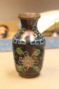 Antique Chinese Cloisonne Vase: marked "China" - 5 1/4" tall