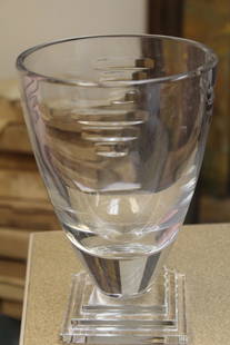 Signed Waterford Trophy Crystal Vase: unusual design - 8" tall