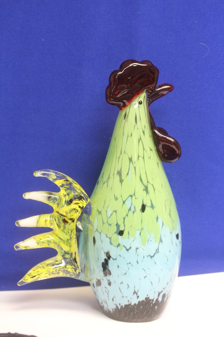 Artglass Rooster: 10" tall