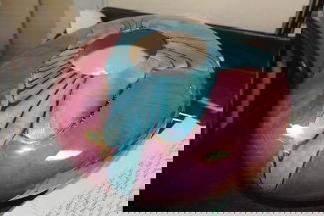 Signed Nielsen 96 Art Pottery Bowl: iridescent - 10 1/2" wide by 7 5/8" tall