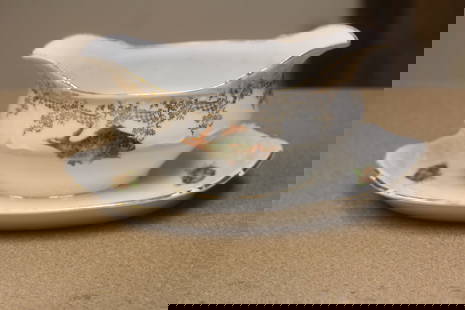 Antique/Vintage Limoges Fish Gravy Boat: with undertray - 8 inches across