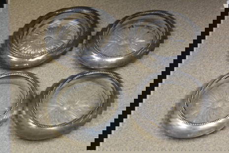 Lot of 4 Sterling Rim Coasters: as shown