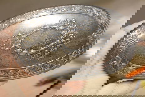 Sterling Shell Oval Mirror: marked sterling - 5 inches across