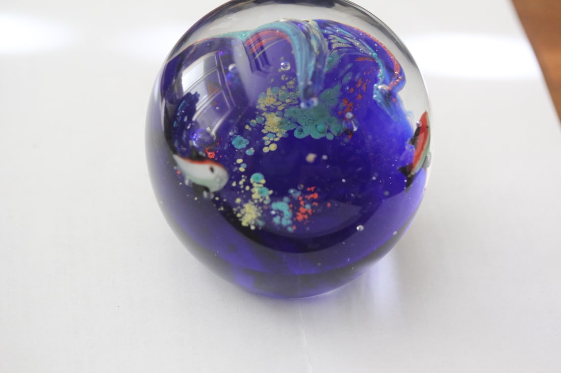 Artglass Paperweight: 3 1/2" in diameter