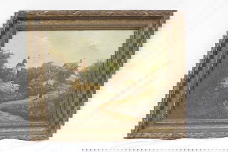 An Oil on Wood Painting: signed, but cannot decipher who the artist is - overall= 12 1/2" x 10 1/2"