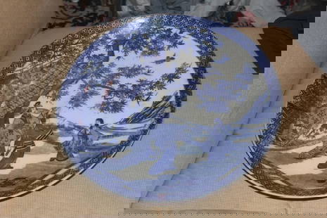 Japanese Blue and White Imari Charger: Antique - 19th century - 18" in diameter