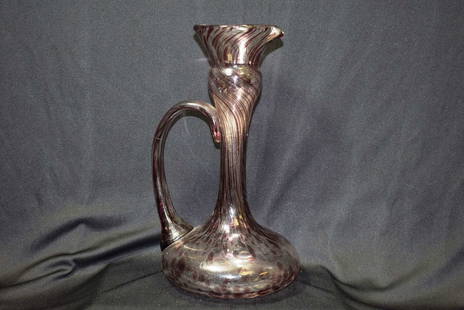 An Art Glass Pitcher: cool looking - 11 1/2" tall