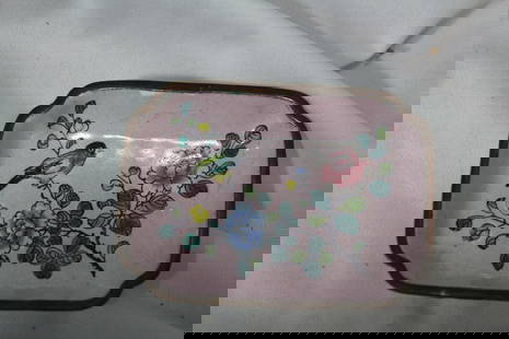 An Enamel Chinese Square Dish: marked "China" - 3 3/8" in length