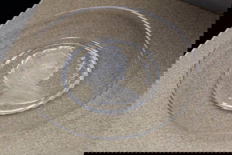 Signed Val St Lambert Crystal Artist Plate: 7 7/8" in diameter - probably an artist