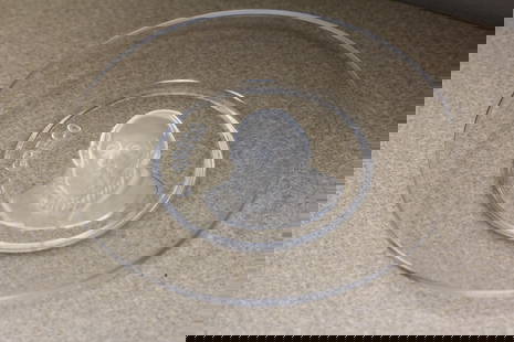 Signed Val St Lambert Crystal Artist Plate: 7 7/8" in diameter