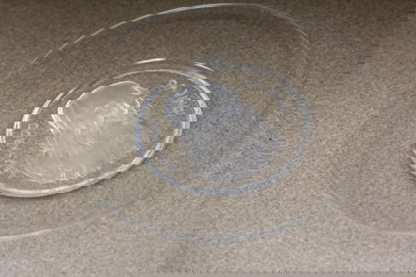 Signed Val St Lambert Crystal Artist Plate: 7 7/8" in diameter