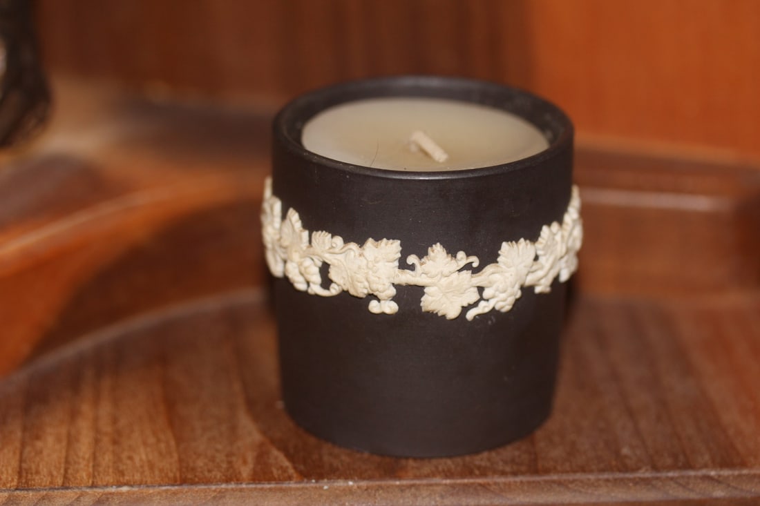 Wedgwood Black Jasperware Candleholder: 2 1/4" tall