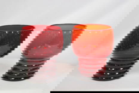 Lot of 2 ruby Red Glass Cups: 4" tall