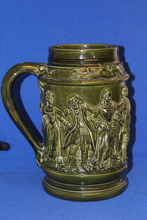 Meissen Stoneware Jug: please note:some edge ware/roughness due to age - large size: 11 1/8" tall