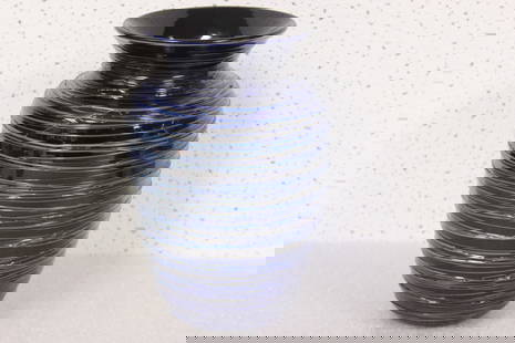 A Modern Style Art Glass Vase: From the 1980's - signed: C.C. Walters - 7 3/8" tall
