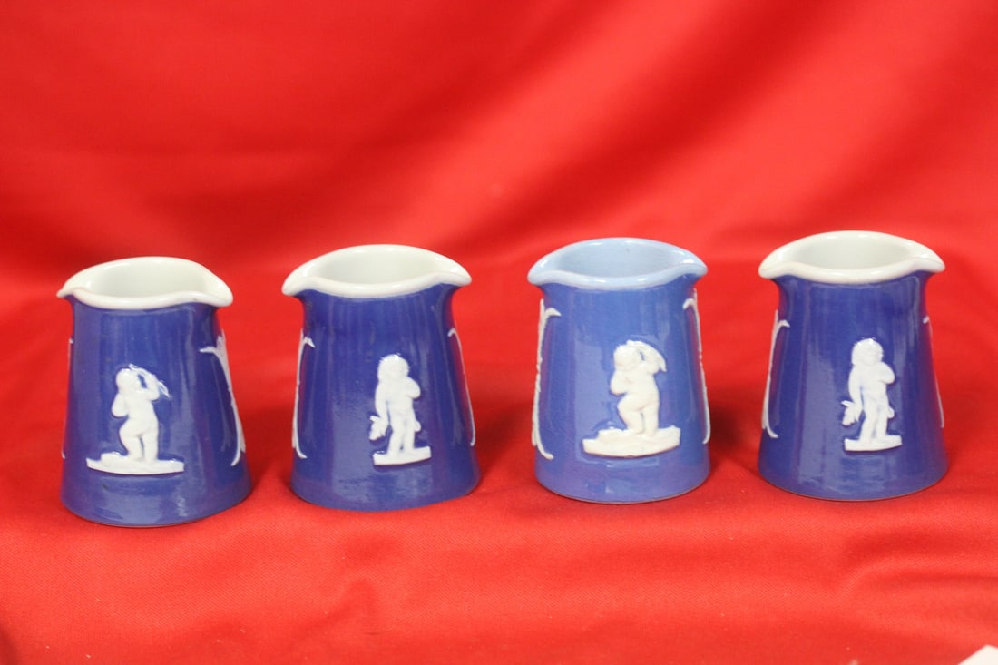 A Set of 4 Jasperware Creamer?: One has a marking - each 2 1/2" tall