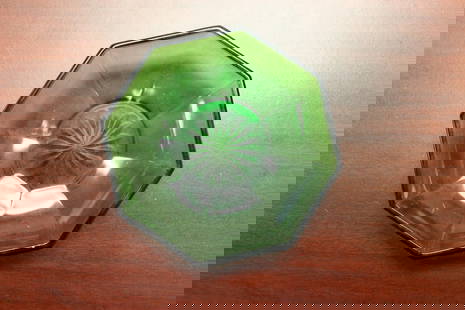 A Green Glass Bowl: 5 7/8" in diameter