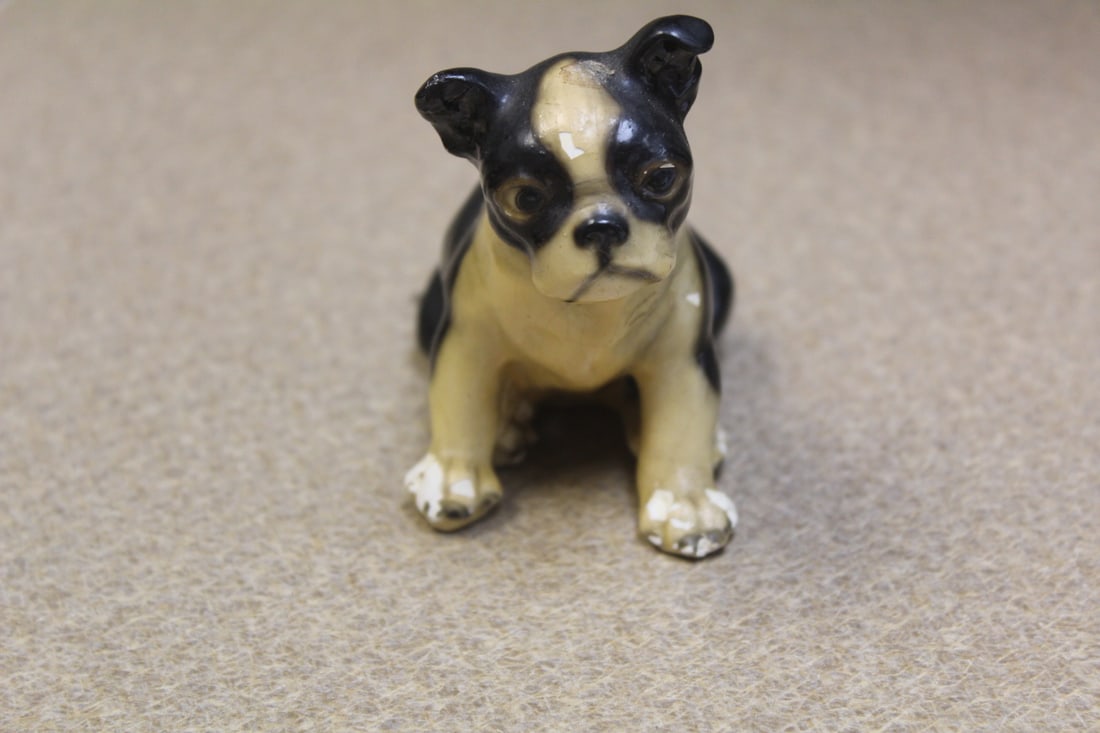 Mortens Ceramic Dog: please note: paint loss - 3 1/4" tall