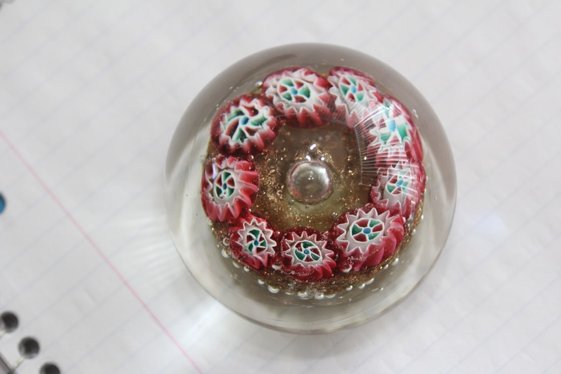 Vintage Murano Labeled Millifiori Paperweight: 2 1/2" in diameter